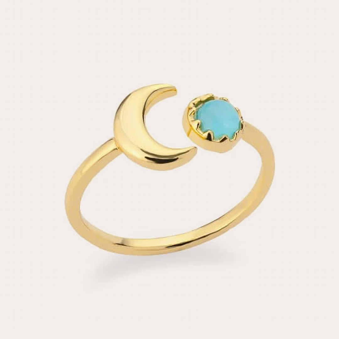 The Amora Crescent Wrap Ring in Gold, gold stainless steel ring #Color_Gold