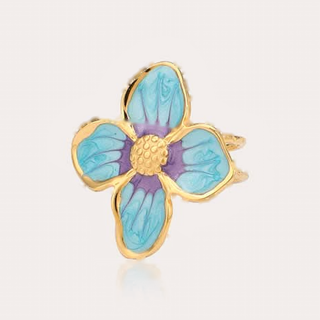 The Amora Forget-Me-Not Ring, gold stainless steel ring