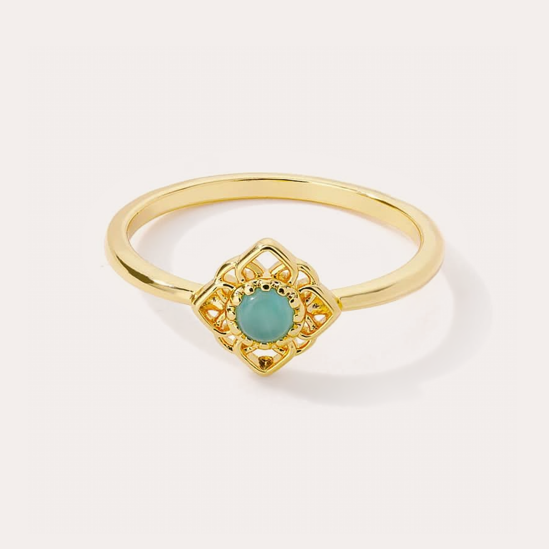 The Amora Lace Frame Ring in Gold, gold stainless steel ring