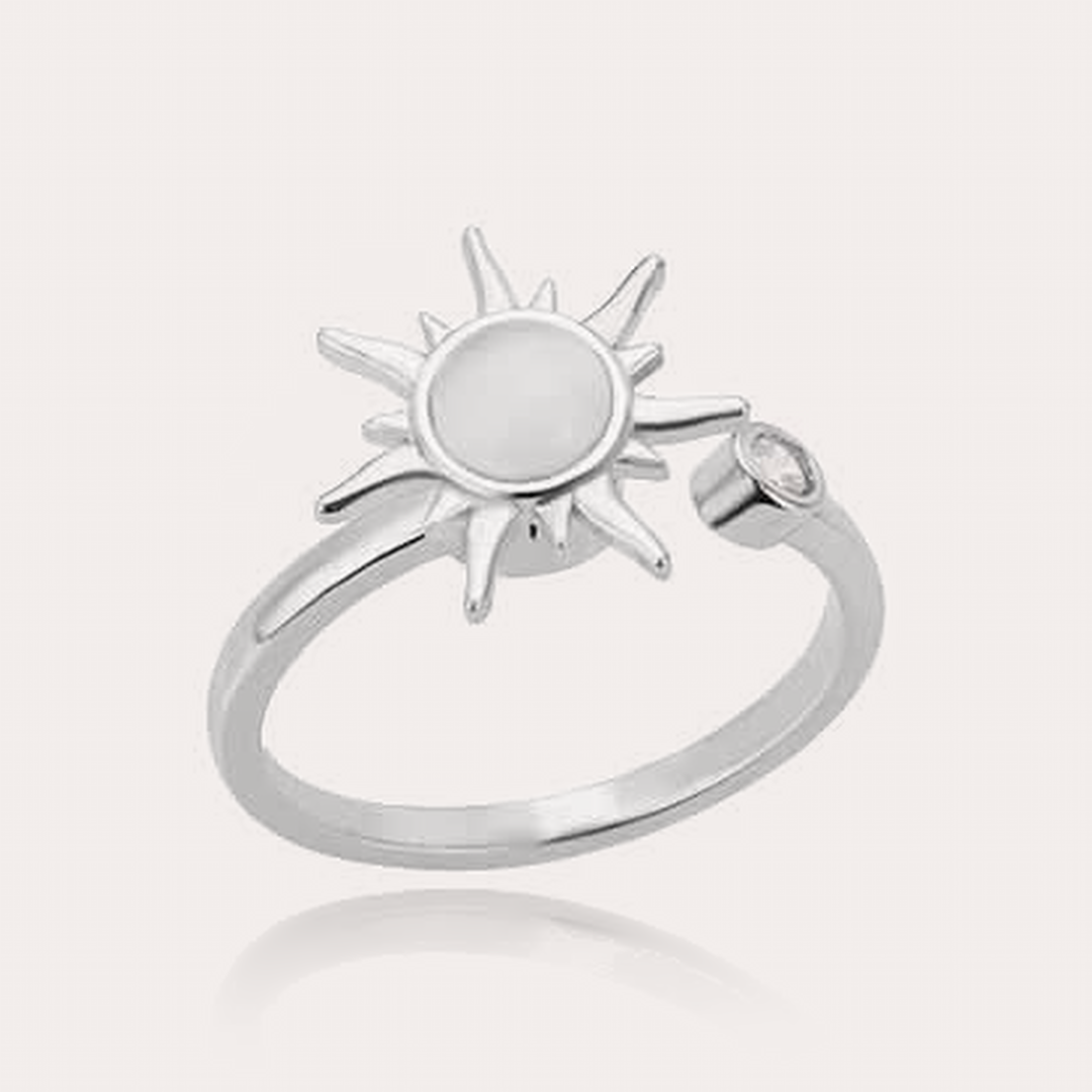 The Amora Little Sun Ring in Silver, silver-tone stainless steel ring #Color_Silver