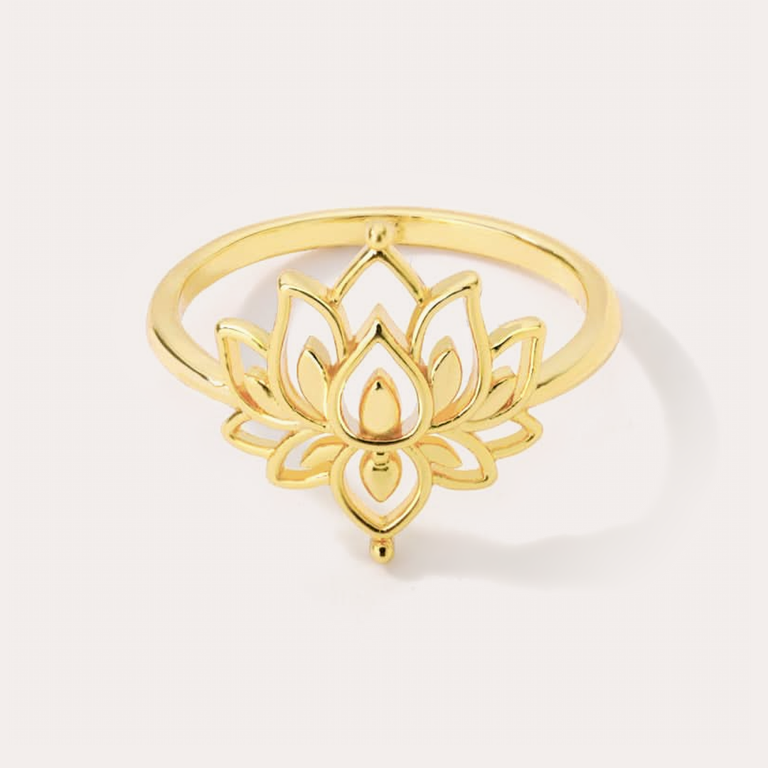 The Amora Lotus Ring in Gold, gold stainless steel ring