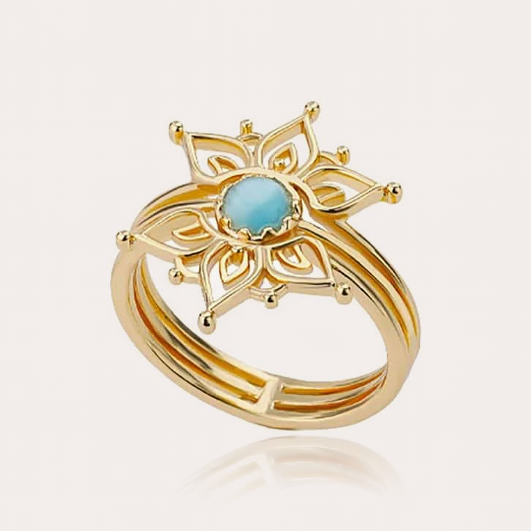 The Amora Mandala Bloom Ring in Gold, gold stainless steel ring #Color_Gold