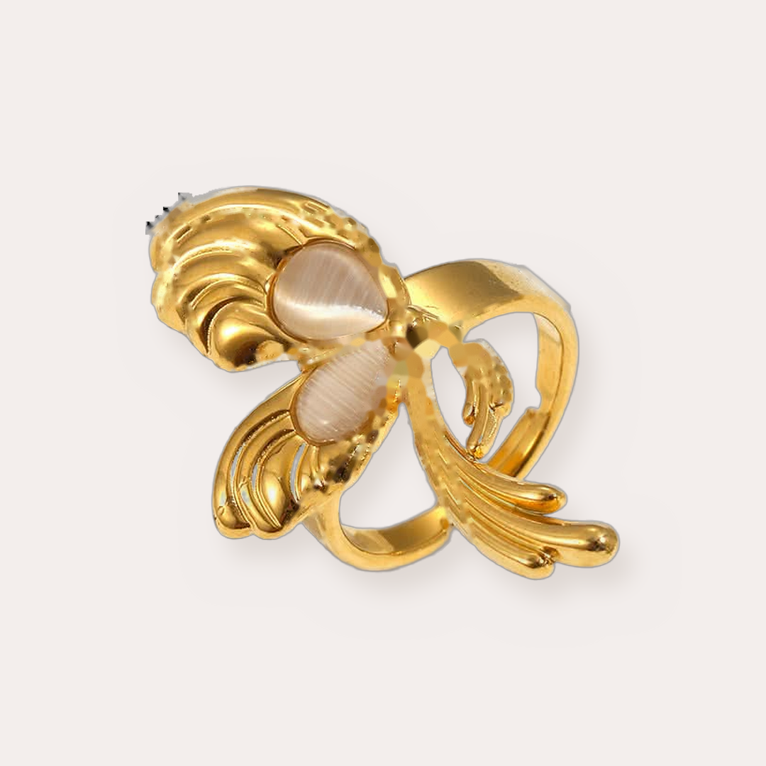 The Amora Sculpted Bow Ring, gold stainless steel ring