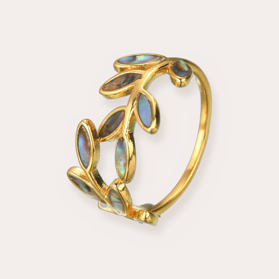 The Amora Shimmer Vine Ring, gold stainless steel ring