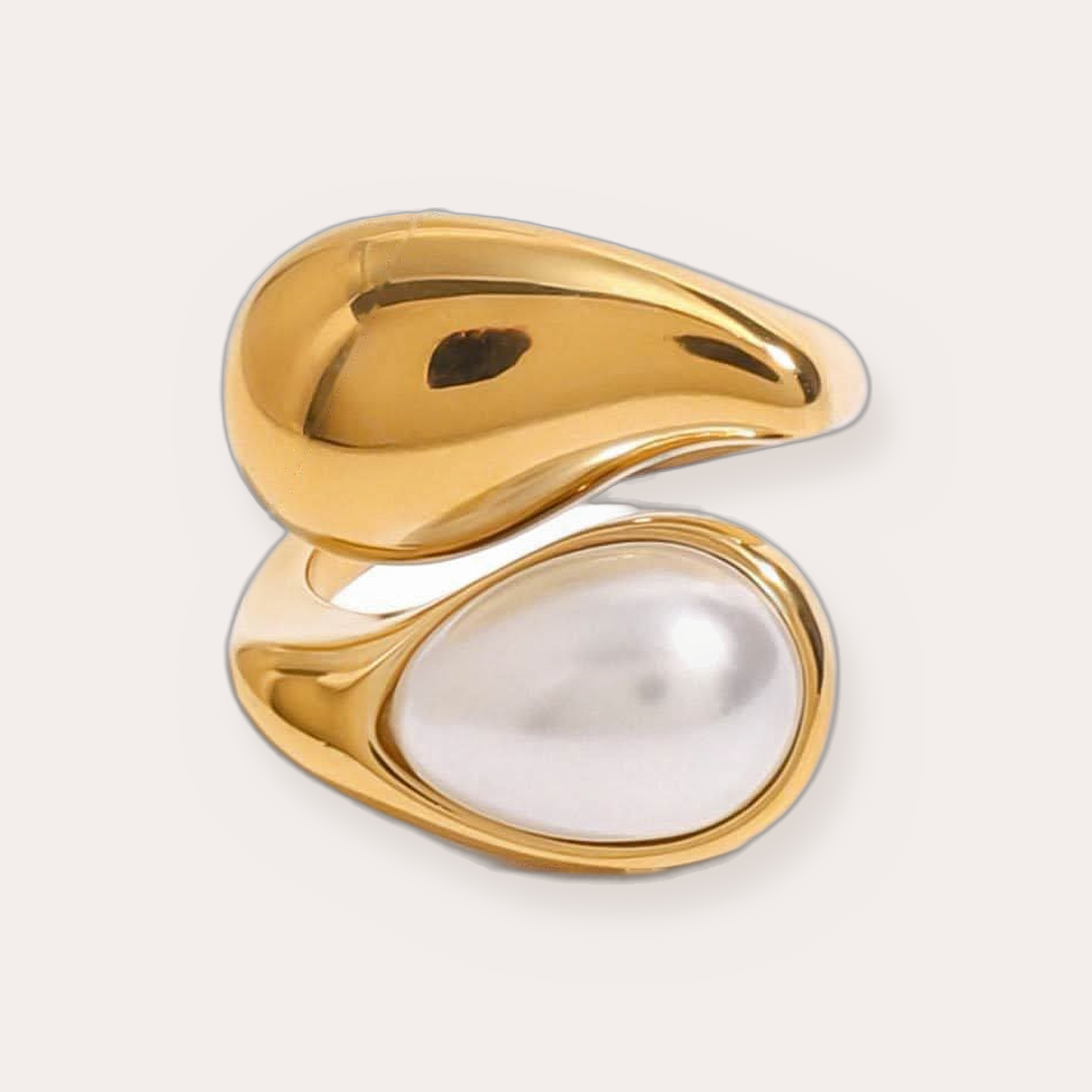 The Amora Toi et Moi Ring – Faux Pearl, gold stainless steel ring