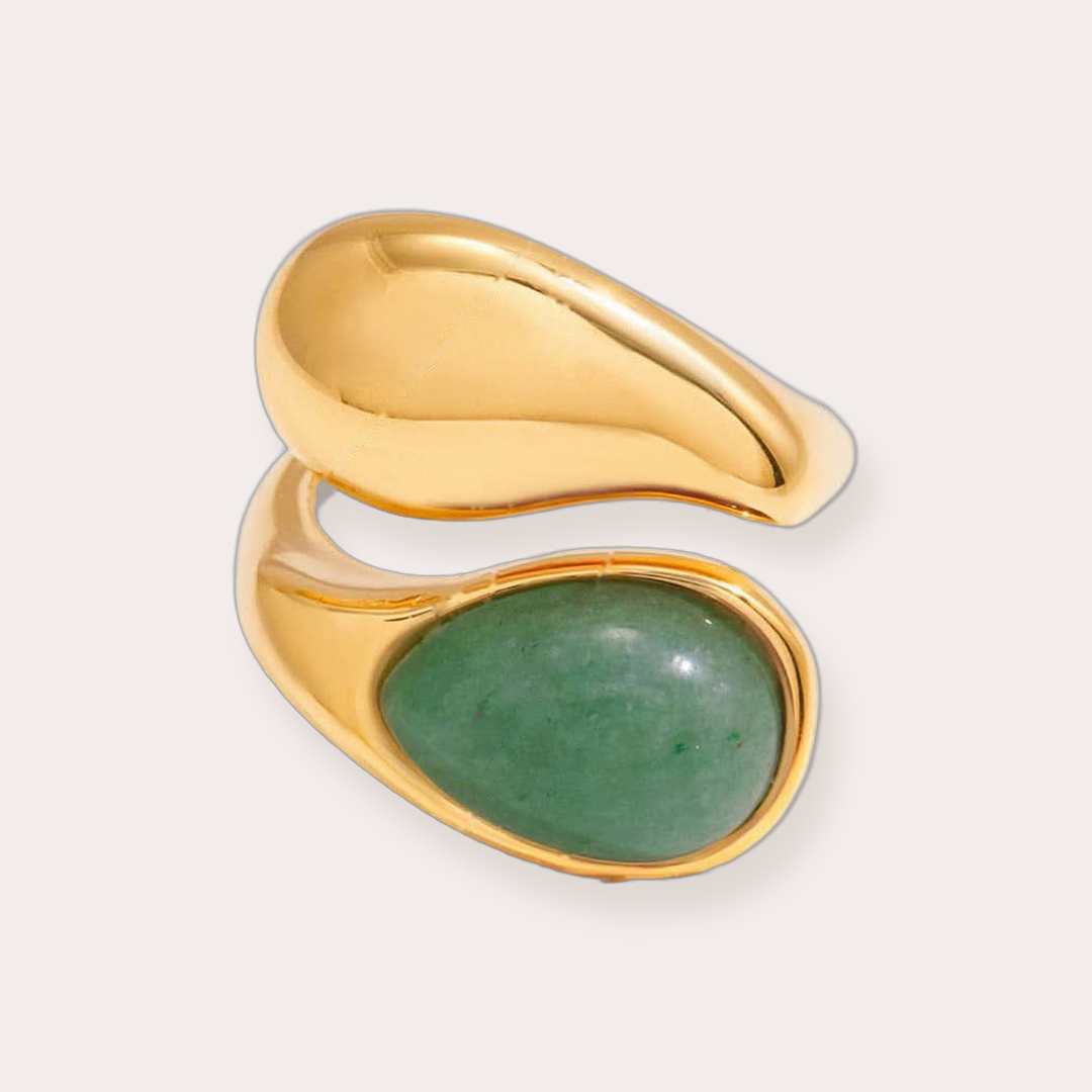 The Amora Toi et Moi Ring – Sage, gold stainless steel ring
