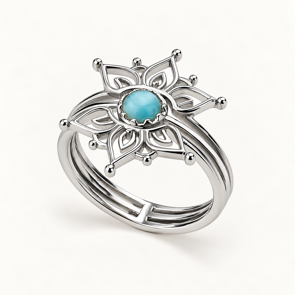 Mandala Bloom ring in silver #Color_Silver