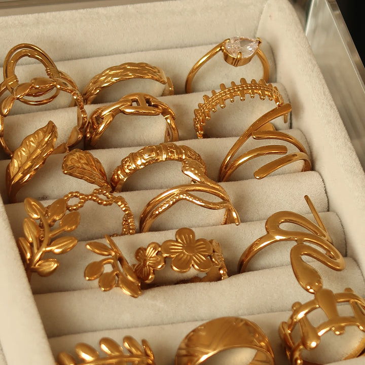 Chapters rings on a velvet tray