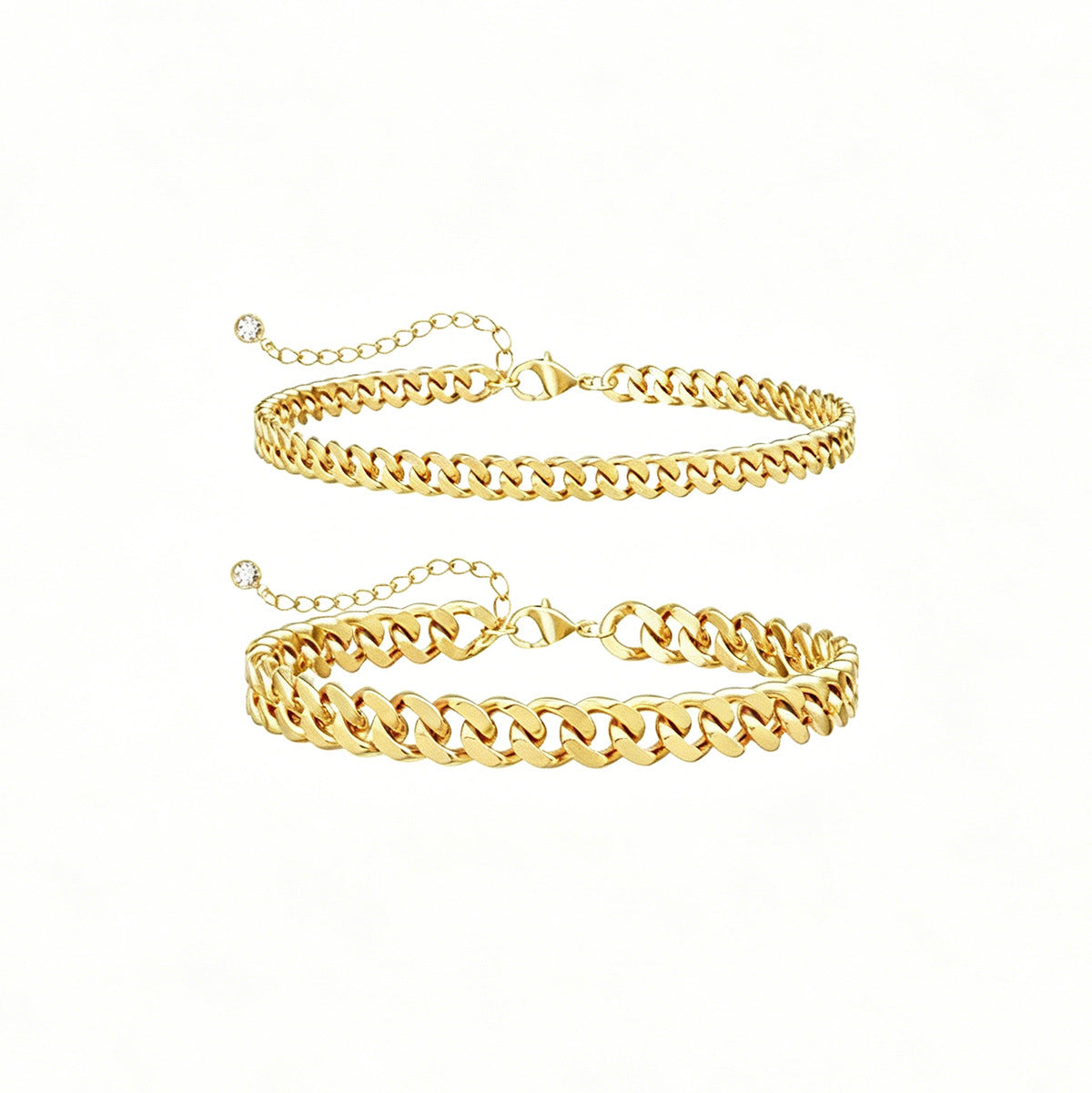 18K thick Cuban chain anklets, ground chain 2-piece set of foot accessories