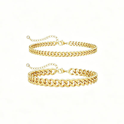 18K thick Cuban chain anklets, ground chain 2-piece set of foot accessories