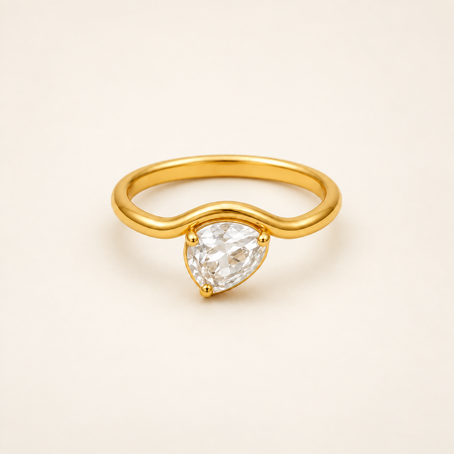 The Amora Pear Solitaire Ring