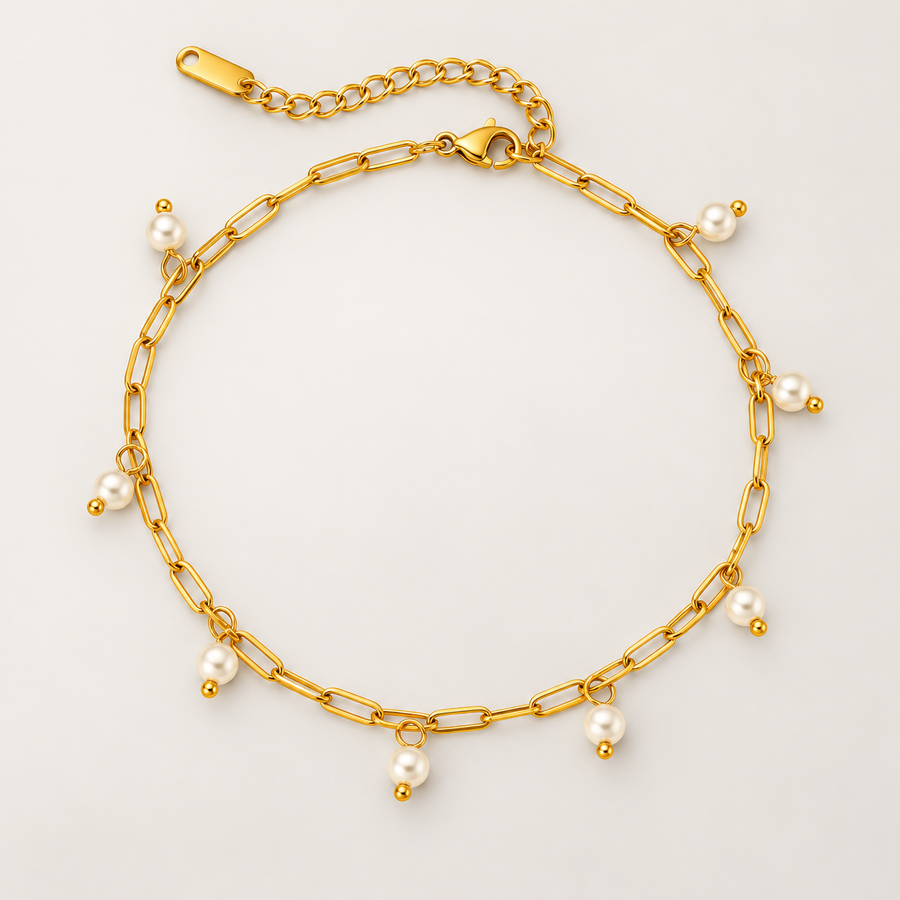 The Amora Paperclip Bead Anklet