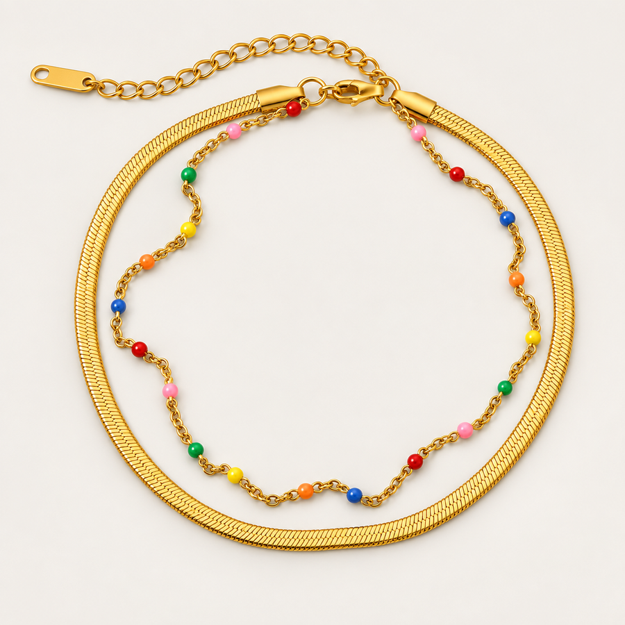 The Amora Rainbow Layered Anklet