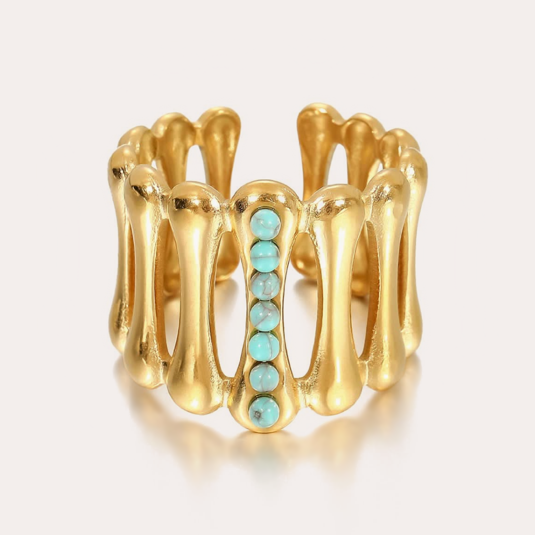 The Amora Bamboo Ring, gold stainless steel ring