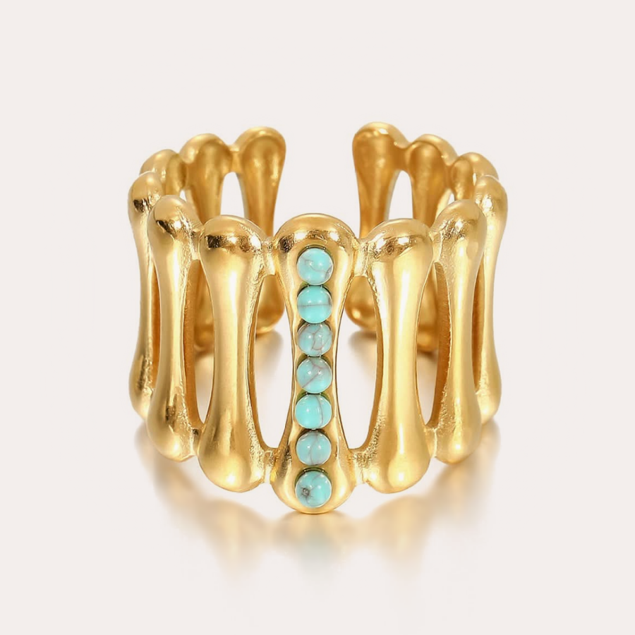 The Amora Bamboo Ring, gold stainless steel ring