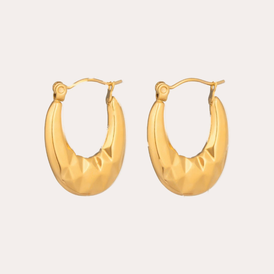 The Amora Faceted Hoops, gold stainless steel earrings
