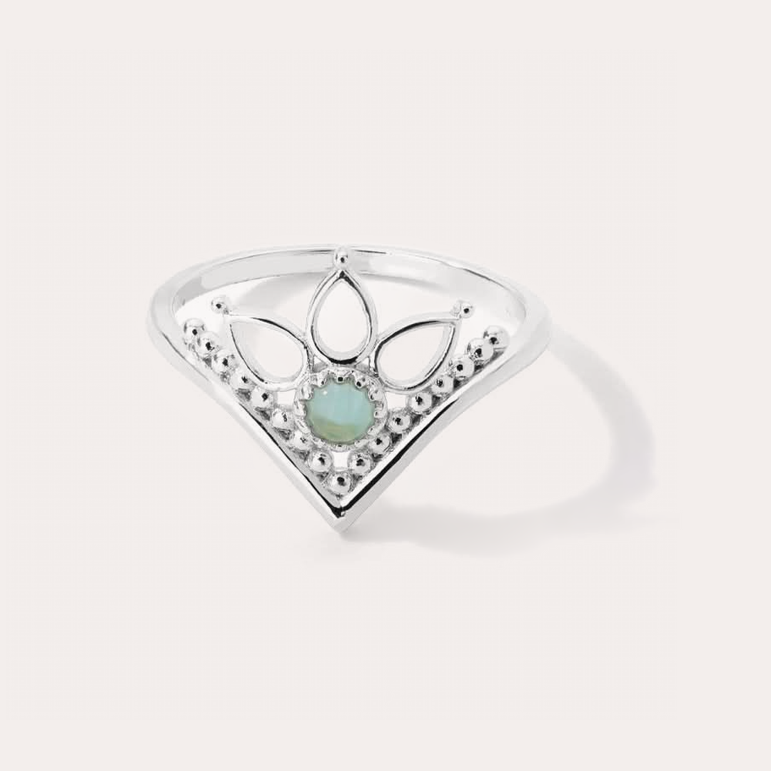 The Amora Lotus Crown Ring in Silver, silver-tone stainless steel ring
