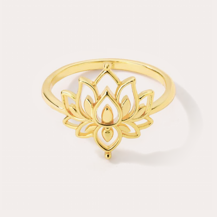 The Amora Lotus Ring in Gold, gold stainless steel ring