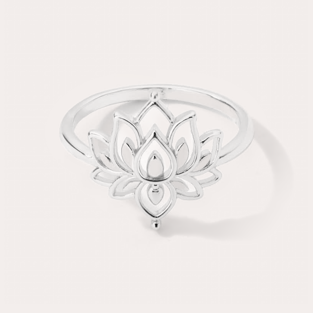 The Amora Lotus Ring in Silver, silver-tone stainless steel ring