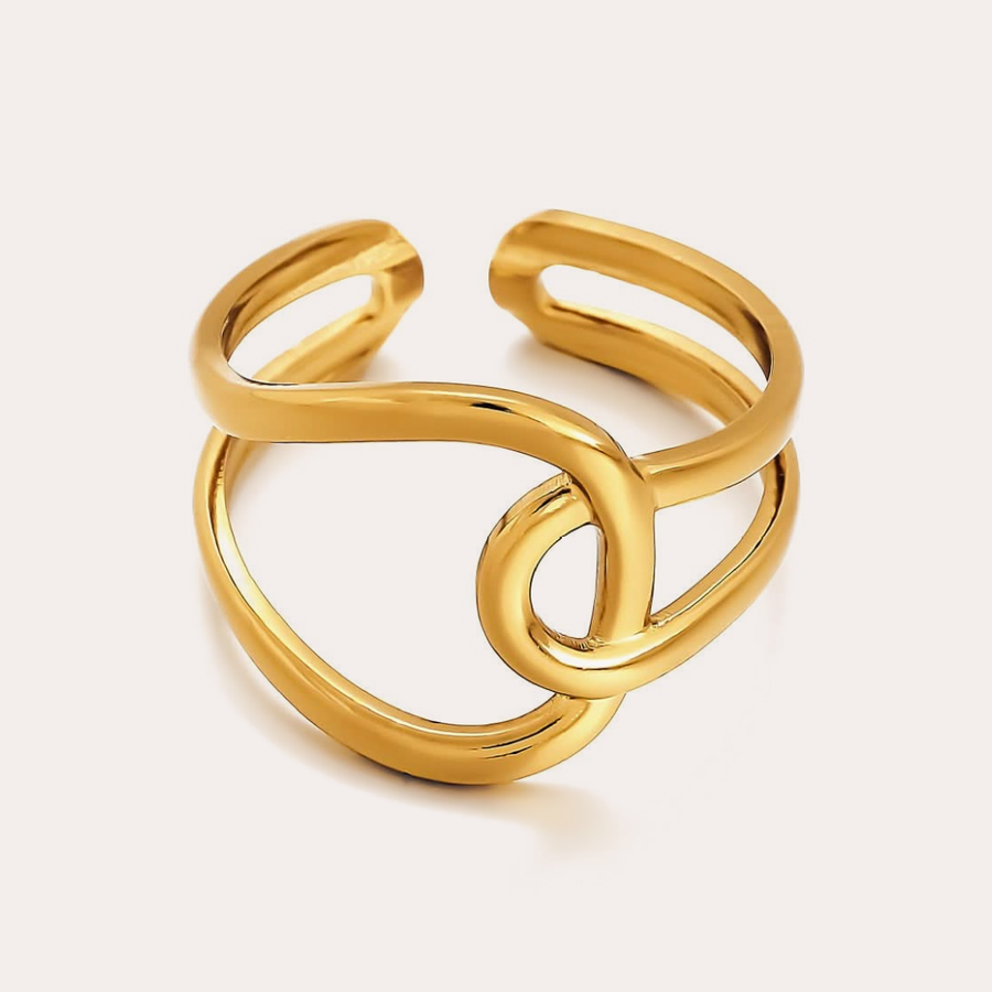 The Amora Love Knot Ring, gold stainless steel ring