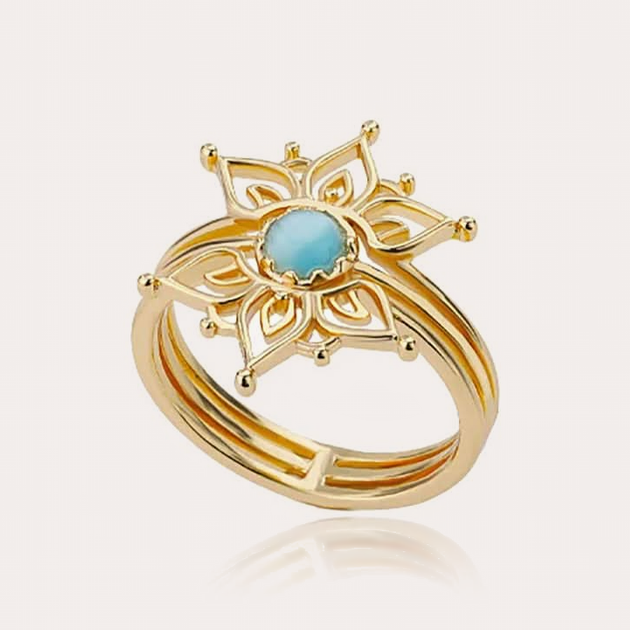 The Amora Mandala Bloom Ring in Gold, gold stainless steel ring #Color_Gold