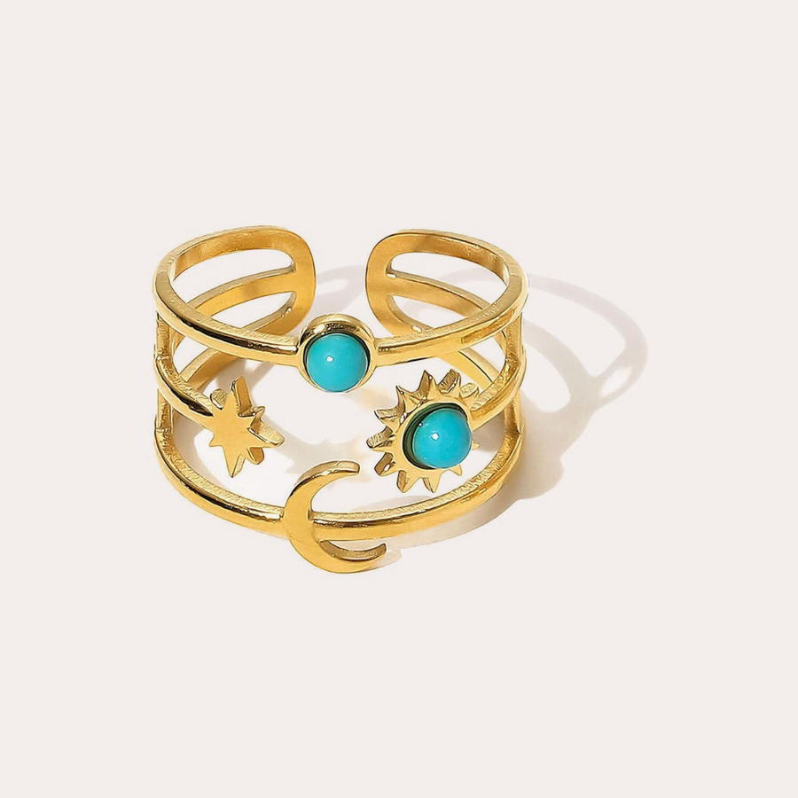 The Amora Night Sky Ring, gold stainless steel ring