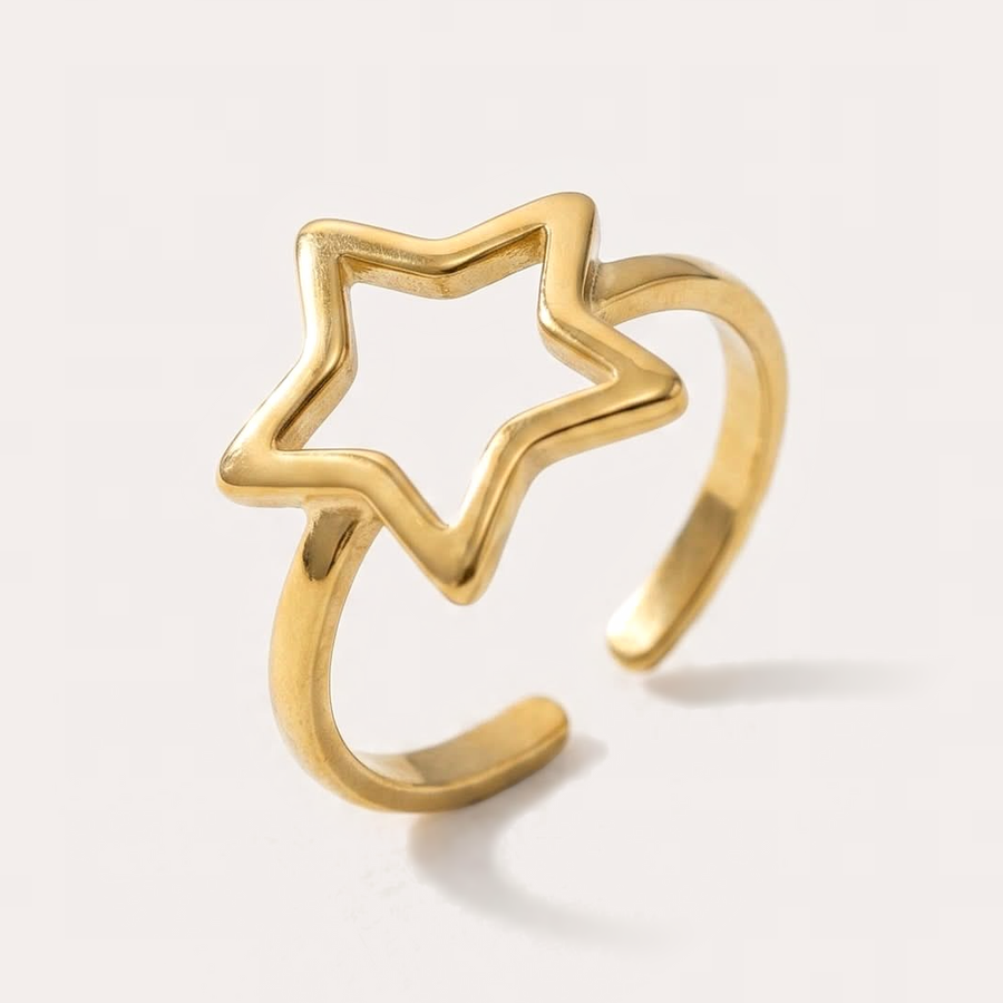 The Amora Open Star Ring, gold stainless steel ring