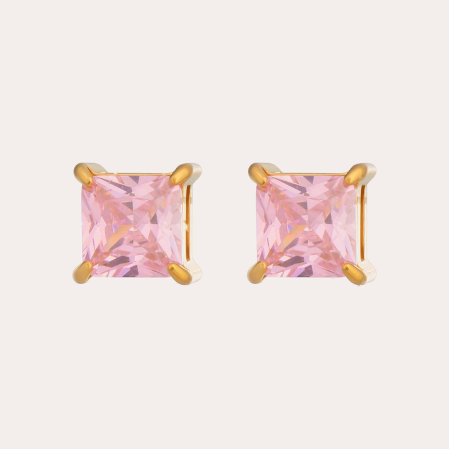 The Amora Princess Studs – Blush, gold stainless steel earrings