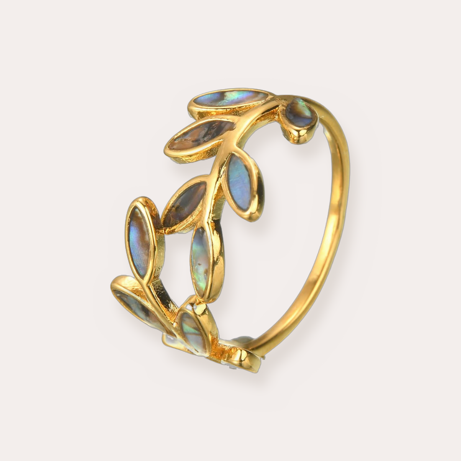 The Amora Shimmer Vine Ring, gold stainless steel ring