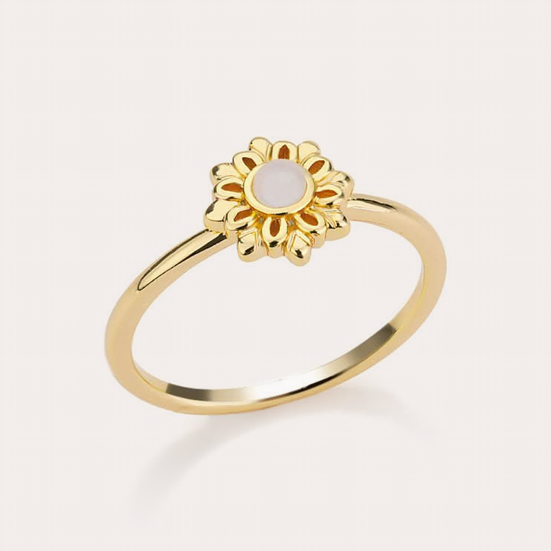 The Amora Sunflower Ring in Gold, gold stainless steel ring