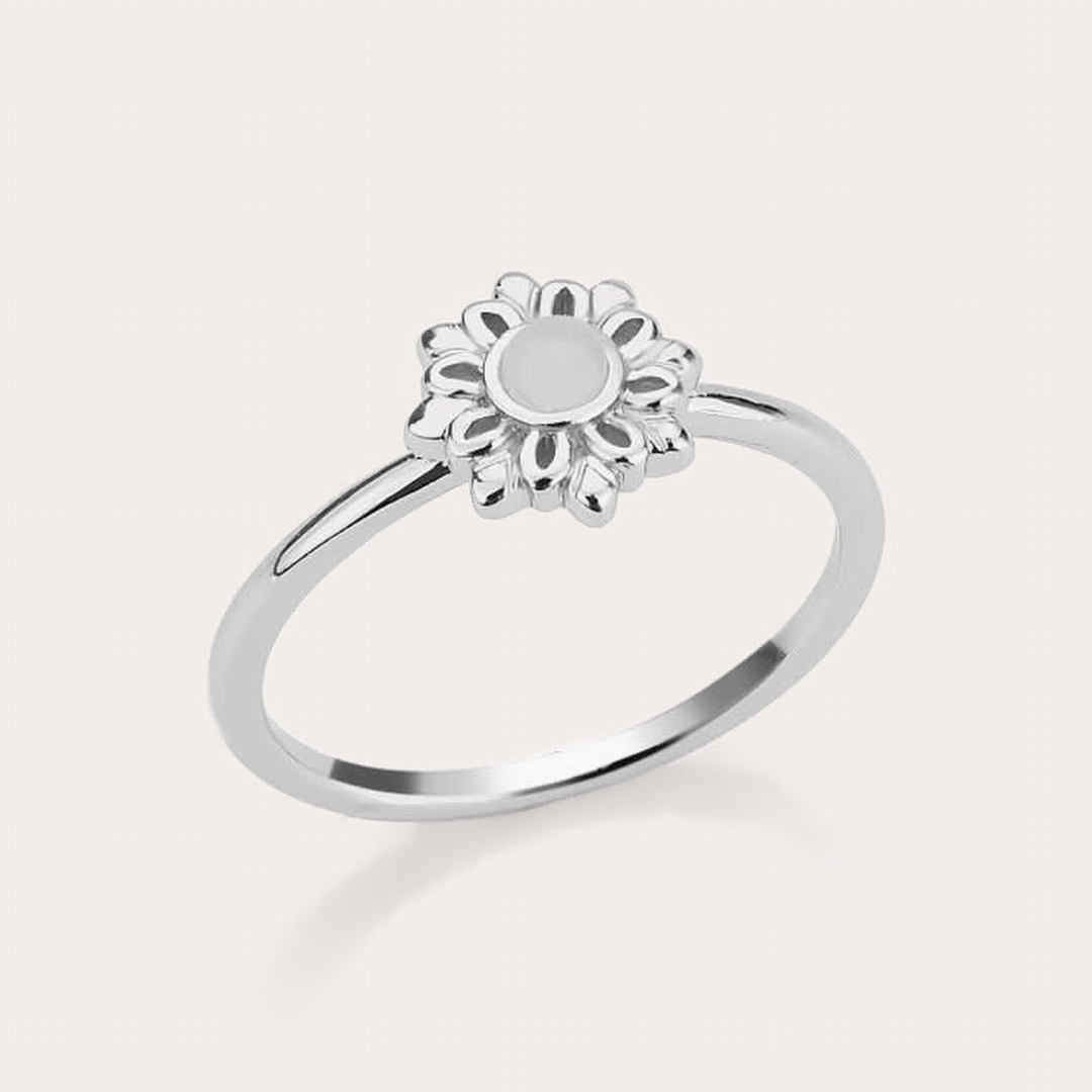 The Amora Sunflower Ring in Silver, silver-tone stainless steel ring
