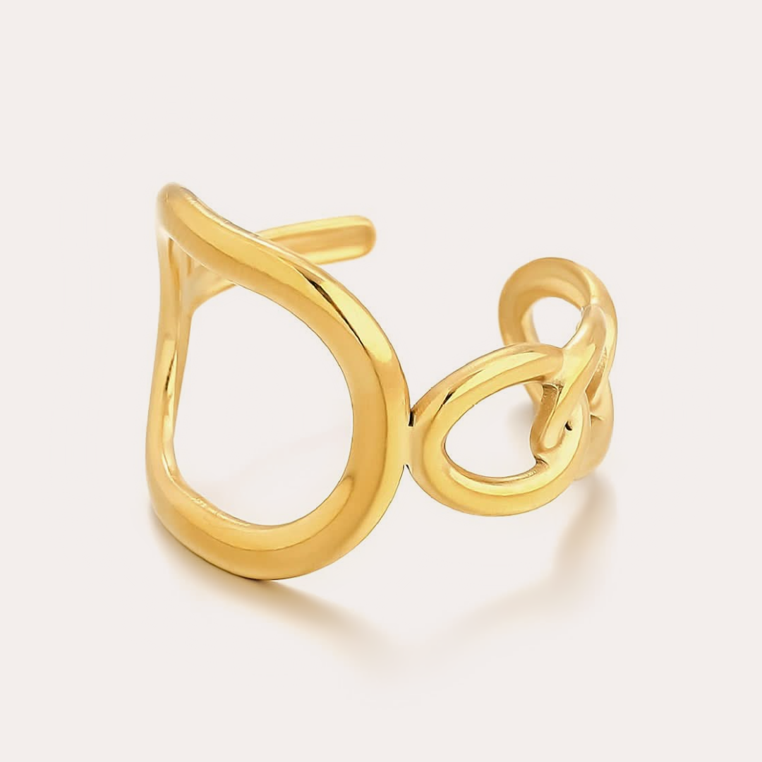 The Amora Teardrop Loop Ring, gold stainless steel ring