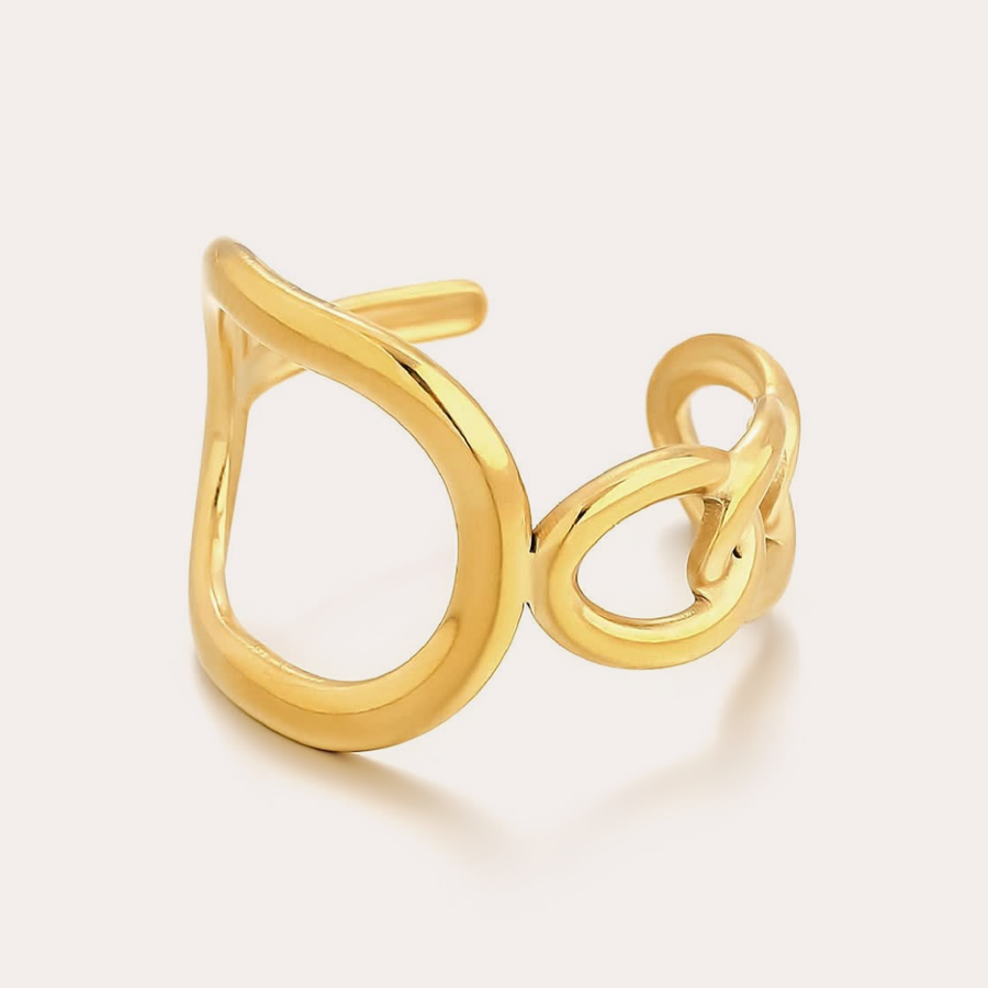 The Amora Teardrop Loop Ring, gold stainless steel ring