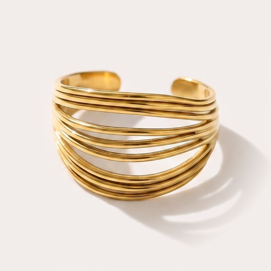 The Amora Wave Layer Ring, gold stainless steel ring
