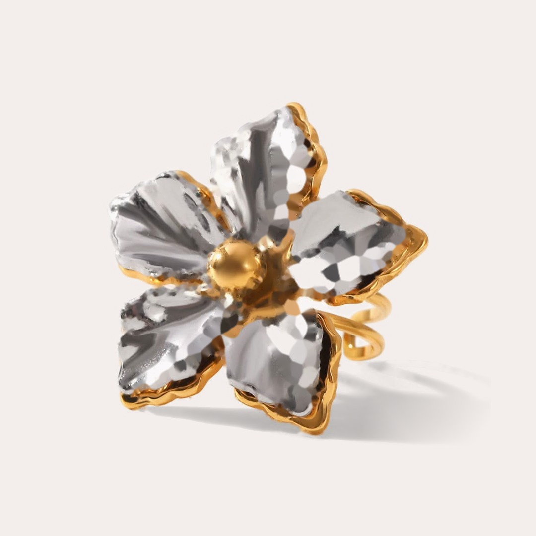 The Amora Wild Rose Ring, gold and silver-tone stainless steel ring