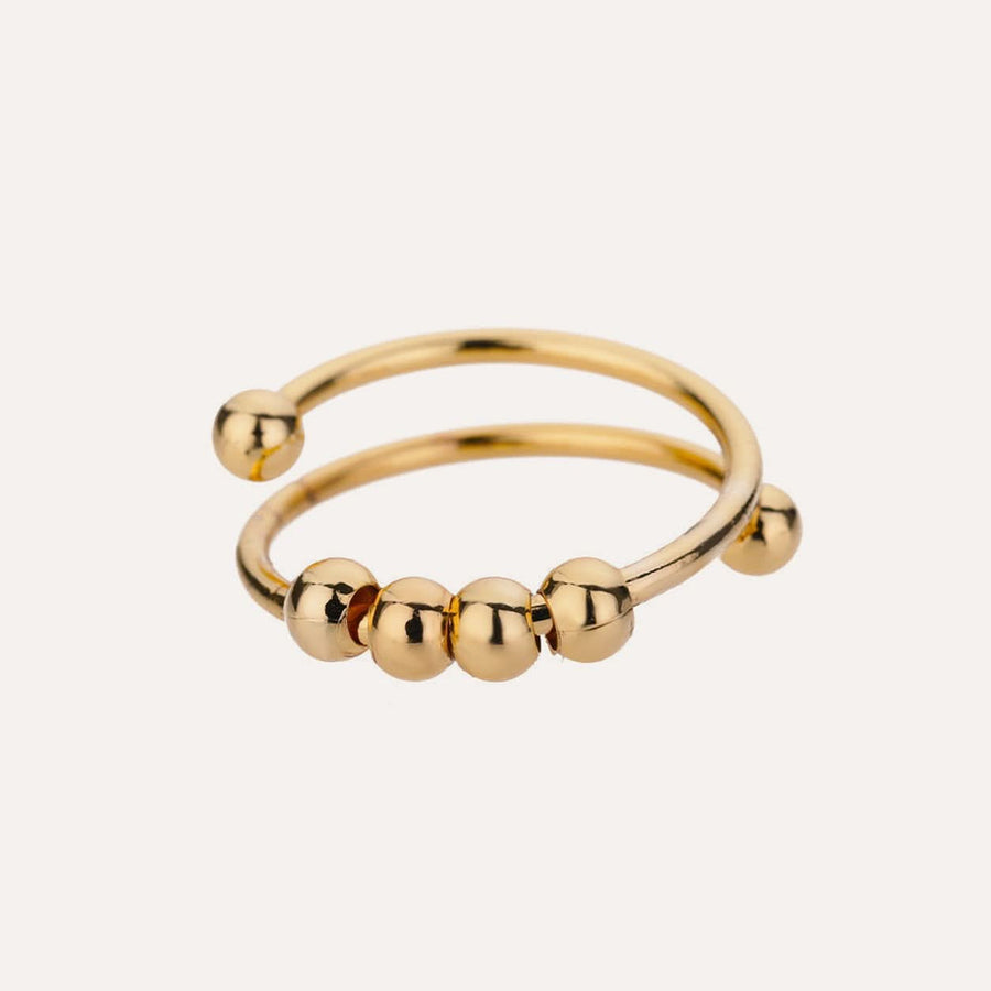 Still ring in gold, four spinning beads #Color_Gold