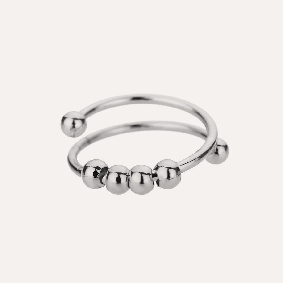 Still ring in silver, four spinning beads #Color_Silver